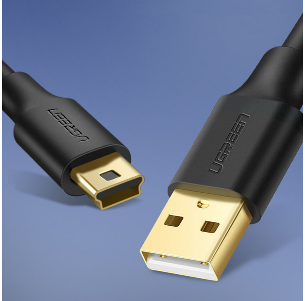 Ugreen 5-pinowy pozłacany kabel USB - mini USB 0,5m czarny (US132)