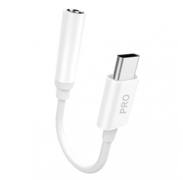 Dudao adapter audio przejściówka do słuchawek z USB Typ C na mini jack 3,5 mm biały (L16CPro white)