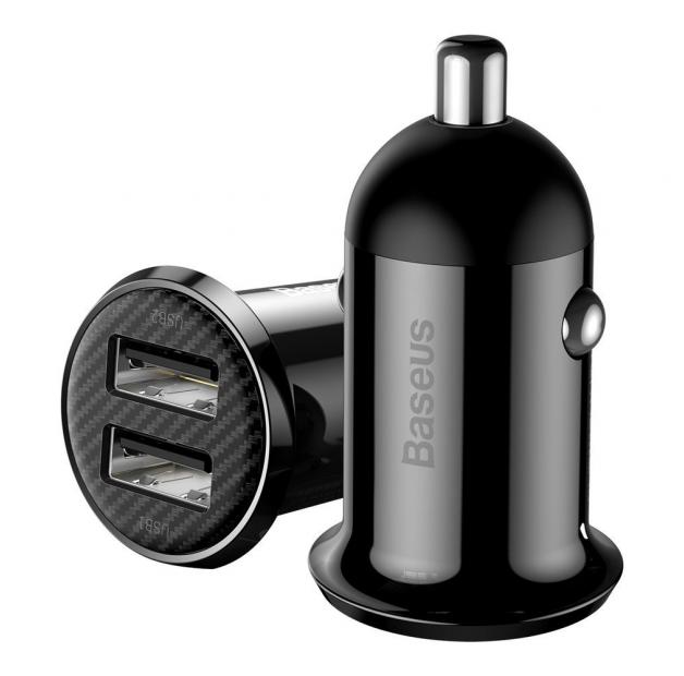 Baseus Grain Pro ładowarka samochodowa 2x USB 4,8 A czarny (CCALLP-01)