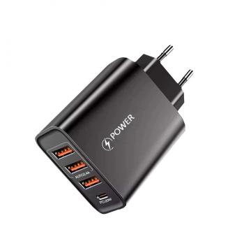 Ładowarka sieciowa Alogy szybka 3x USB-A + USB-C PD 20W Czarna