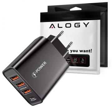 Ładowarka sieciowa Alogy szybka 3x USB-A + USB-C PD 20W Czarna