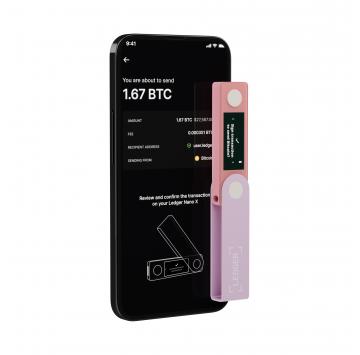 Bezpieczny portfel kryptowalut Ledger Nano X w pastelowo różowej wersji kolorystycznej