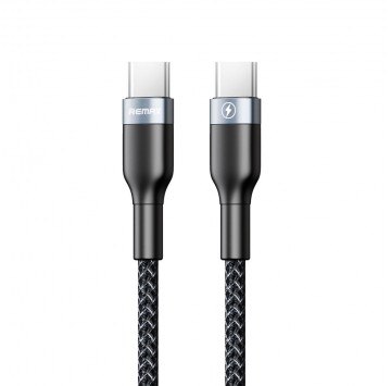 Remax Sury nylonowy kabel przewód USB Typ C - USB Typ C Power Delivery QC 3.0 3A 1m czarny (RC-010 black)