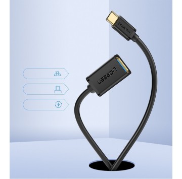 Ugreen adapter przejściówka kabel OTG z USB 3.0 na USB Typ C czarny (30701)
