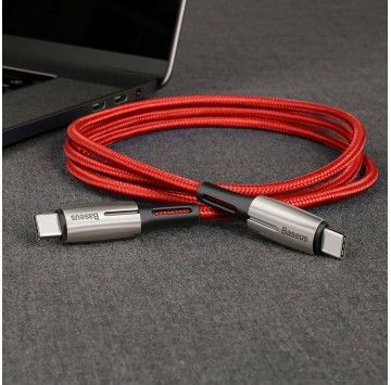 Baseus Water Drop wytrzymały nylonowy kabel przewód USB-C PD2.0 60W 20V 3A QC3.0 1M czerwony (CATSD-J09)