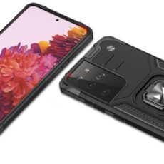 Wozinsky Ring Armor pancerne hybrydowe etui pokrowiec + magnetyczny uchwyt Samsung Galaxy S21 Ultra 5G czarny