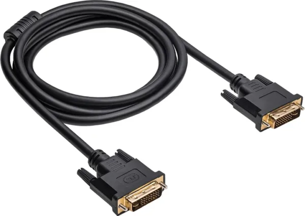 Kabel DVI-DVI 24+5 Akyga AK-AV-02 – czarny przewód 1,8 m z pozłacanymi wtykami i filtrem ferrytowym