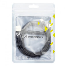 Wozinsky 3‑w‑1 kabel w oplocie rozczepiony – widoczne końcówki Lightning, Micro‑USB i USB‑C