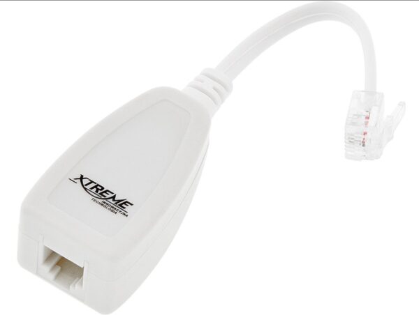 Filtr ADSL z wtykiem RJ11 oraz gniazdem RJ11.