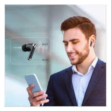 Informacja o mikrofonach w słuchawkach Tronsmart Sounfii R4