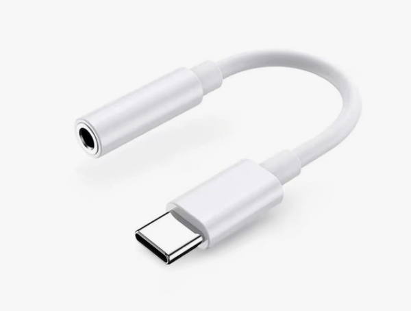Adapter Samsung USB-C do Jack 3.5mm w kolorze białym, który działa z Samsungiem