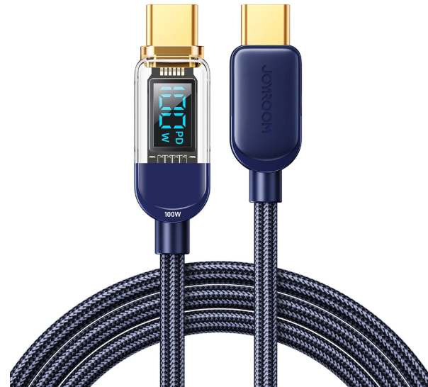 Kabel USB-C z wyświetlaczem (USB-C do USB-C) z materiałowym oplotem o długości 1.2m Kabel USB-C z wyświetlaczem (USB-C do USB-C) z materiałowym oplotem o długości 1.2m