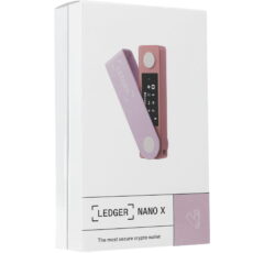 Białe opakowanie portfela sprzętowego Ledger Nano X w limitowanej edycji kolorystycznej Pastel Pink, widoczny logotyp i hasło "The most secure crypto wallet".