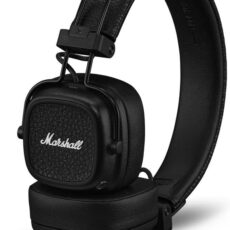 Czarne słuchawki bezprzewodowe Marshall Major V Bluetooth z logo na muszli