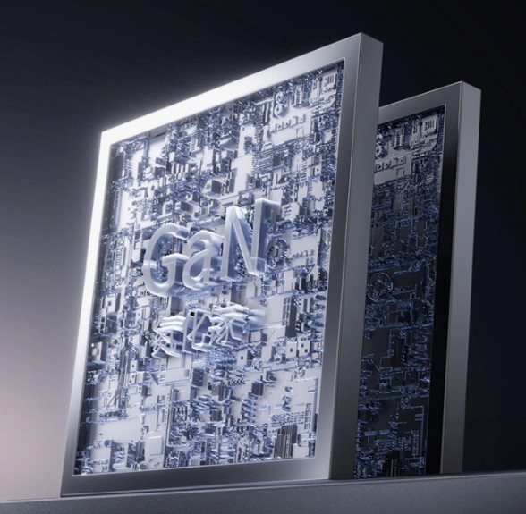 Układ scalony technologii GaN w ładowarce Dudao 30W Wizualizacja 3D zaawansowanego chipu GaN z azotkiem galu stosowanego w ładowarkach Dudao.