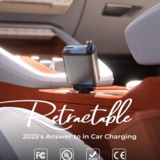 Ładowarka samochodowa LISEN Retractable Car Charger 84W, chowane kable USB-C i Lightning