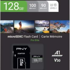 Karta pamięci PNY PRO Elite microSDXC 128GB wraz z dołączonym adapterem SD