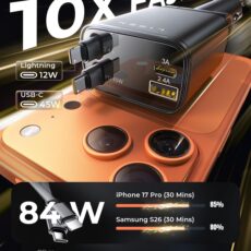Ładowarka samochodowa LISEN Retractable Car Charger 84W, chowane kable USB-C i Lightning