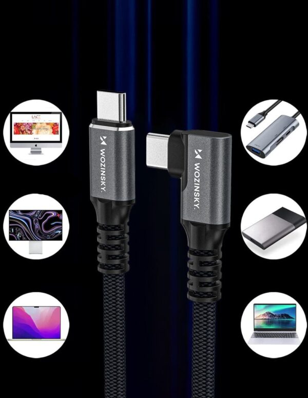 Kabel kątowy Wozinsky USB-C USB4 240W 8K 2 m
