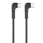 Kabel maXlife MXUC-09 – dwa czarne wtyki USB-C zagięte pod kątem 90 stopni na białym tle