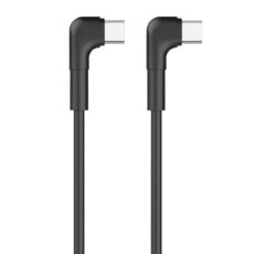 Kabel maXlife MXUC-09 – dwa czarne wtyki USB-C zagięte pod kątem 90 stopni na białym tle