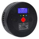 Czujnik czadu WiFi Xtreme TC30 – czarny detektor tlenku węgla z wyświetlaczem LCD pokazującym 000 ppm
