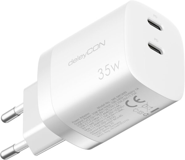 Ładowarka sieciowa deleyCON 2x USB-C 35W PD
